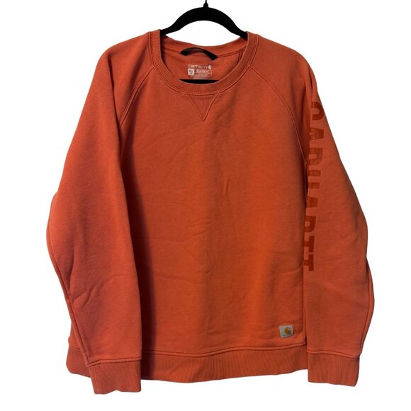 Carhartt Tops - Women's Relaxed Fit Midweight Crewneck Block Logo Sleeve Graphic Sweatshirt XXL